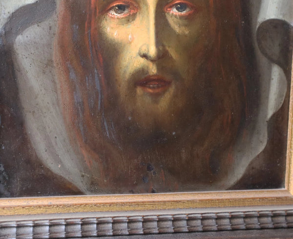 Antique Framed Oil on Copper Painting of The Shroud Of Turin/Holy Shroud/Jesus