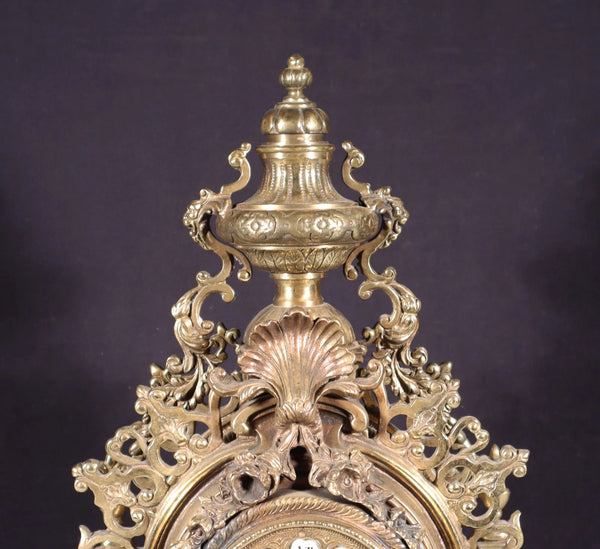 Vintage Bronze Neo Gothic Mantel Clock with Hermle/FHS Clockworks