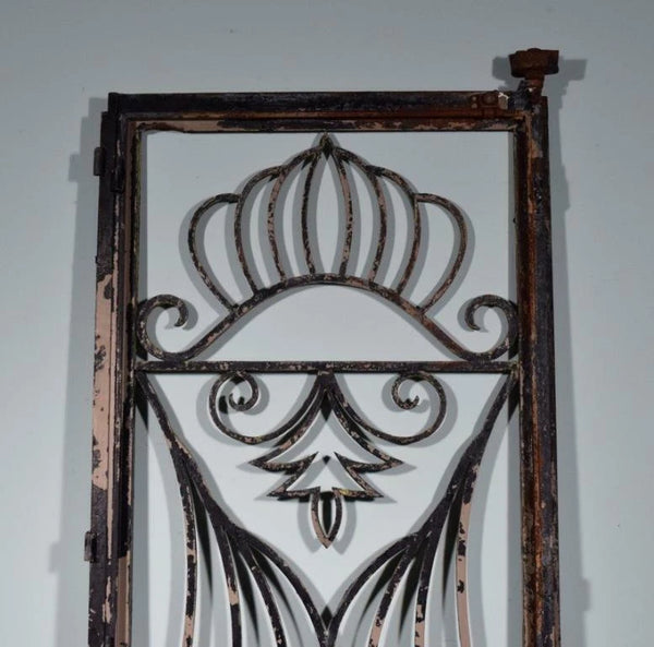 88" Tall Large Vintage European Art Deco Iron Door Panel Salvage Garden