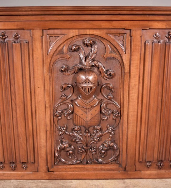 88" Wide Antique French Panel/King Size Headboard in Solid Walnut w/Knight
