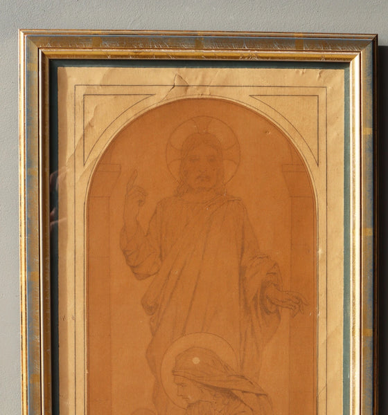 Antique Framed Drawing on Paper by Theodore-Joseph Canneel (1817-1892)