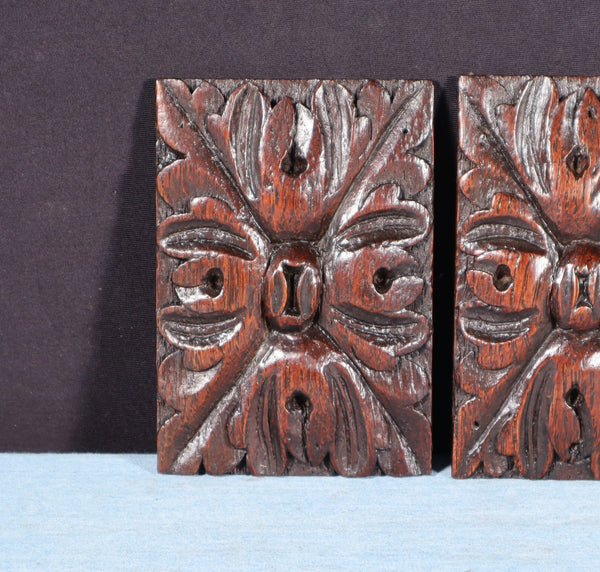 Set of 4" French Antique Highly Carved Corbels/Trim/Brackets Solid Oak Wood