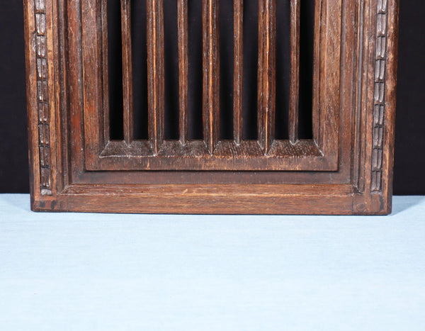French Antique Gothic Revival Panel in Solid Oak Wood Salvage Early 1900's