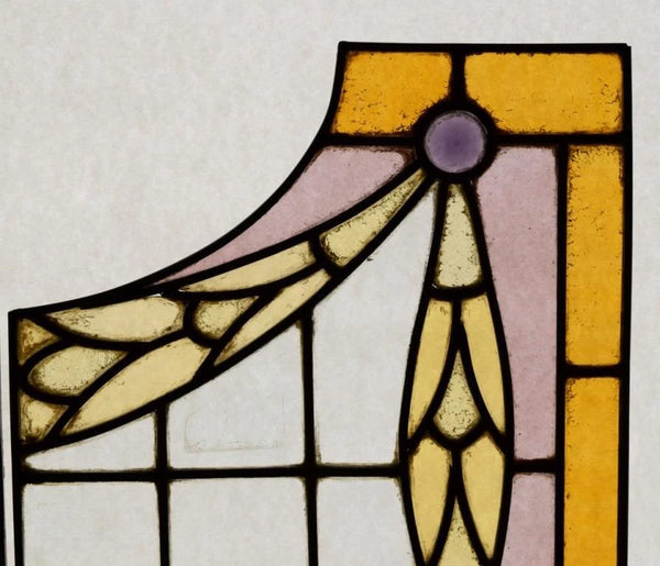 Pair of Vintage French Art Deco Stained Glass Panels with Copper Frames