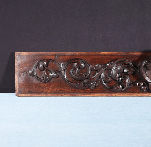 40" Wide French Antique Solid Oak Wood Highly Carved Crest/Decorative Panel