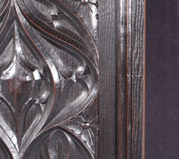 French Antique Gothic Revival Panel in Solid Chestnut Wood Salvage Late 1800's