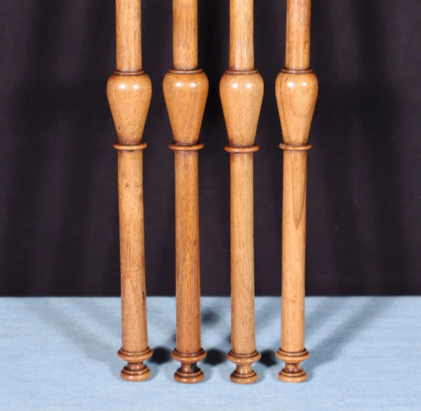 18" Tall Set of Four French Antique Solid Walnut Wood Posts/Pillars/Trim Salvage130