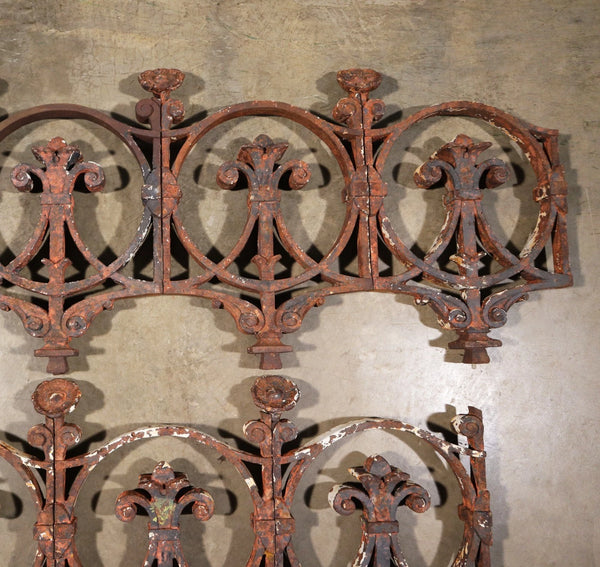 Set of 7 Matching 23" Tall French Cast Iron Panels/Fence Ornament "Fleur De Lis"