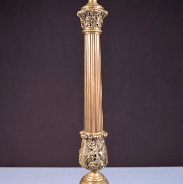 27" Antique Bronze Renaissance Revival Church Candlestick Candelabra w/Jesus