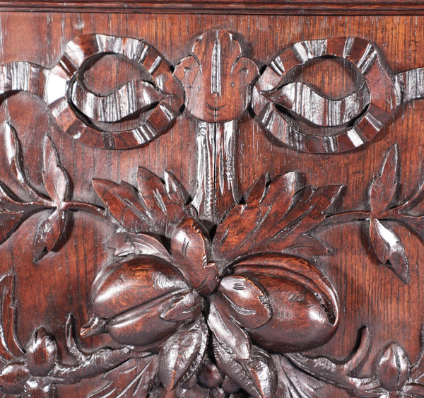 23" Wide Antique French Solid Oak Wood Louis XVI Panel Highly Carved