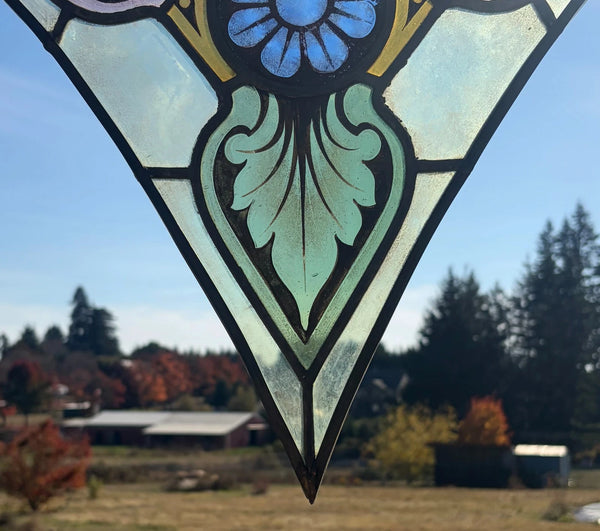 16" Tall Antique Belgian Stained/Leaded Glass Panel by Bertrand Bardenhewer