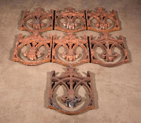 Set of 7 Matching 20" Tall French Cast Iron Panels/Fence Ornament "Fleur De Lis"