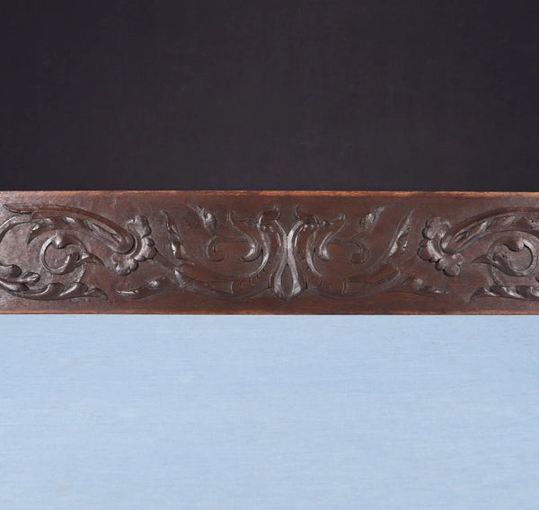 59" Wide Large Antique French Solid Oak Wood Panel/Crest Pediment w/Carvings
