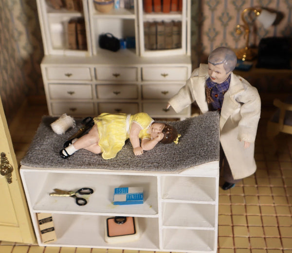 Vintage Dutch Diorama of Doctors Office Shadow Box/Doll House 1:12 Scale