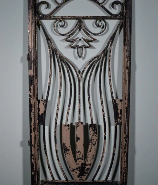 88" Tall Large Vintage European Art Deco Iron Door Panel Salvage Garden