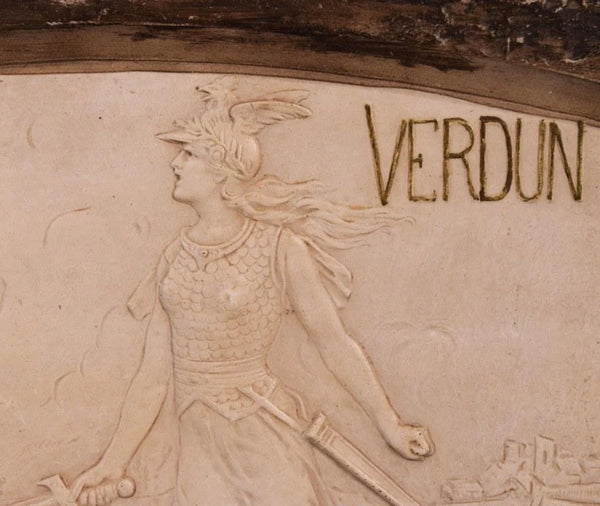 Plaster Commemorative Plaque of the Battle of Verdun WW1 "They Shall Not Pass"