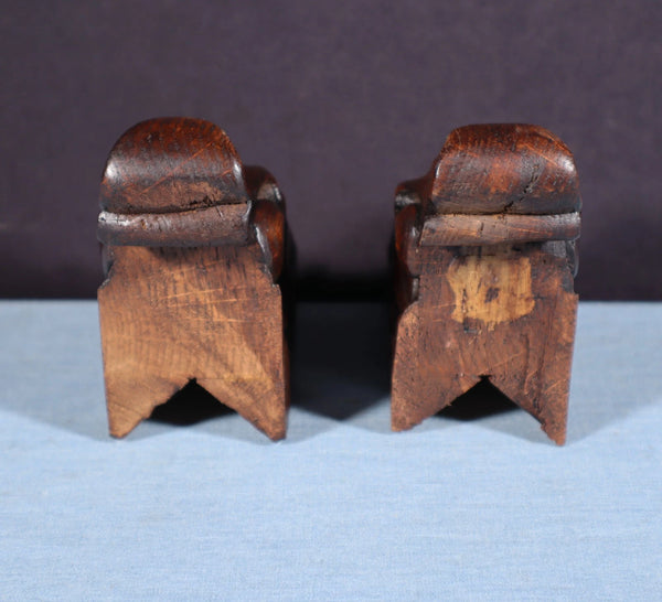 Pair of 5" Tall French Antique Highly Carved Trim/Corbels Solid Oak Wood