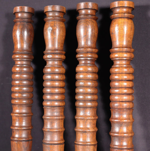 22" Set of Four French Antique Solid Chestnut Wood Posts/Pillars/Trim Salvage