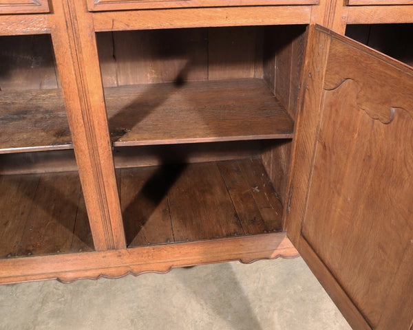 Large Antique French Provincial Three Door Sideboard/Buffet in Solid Oak Wood