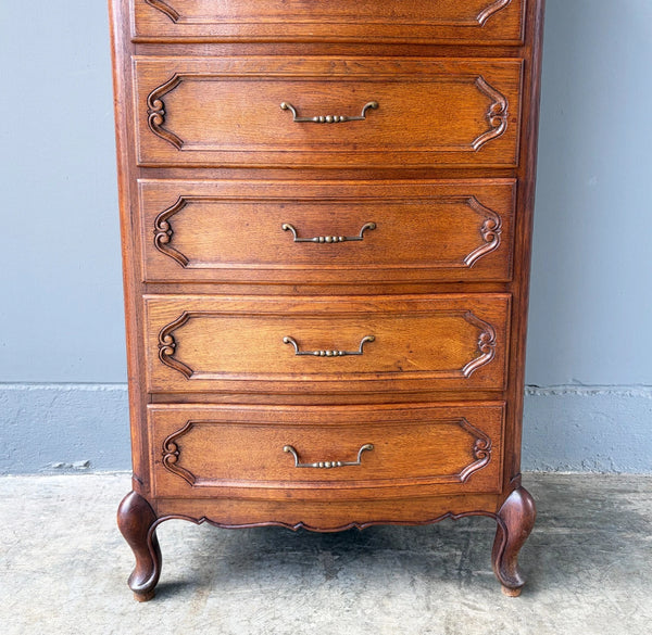 Antique French Solid Oak Wood Lingerie Chest of Drawers/Dresser/Chiffoniere