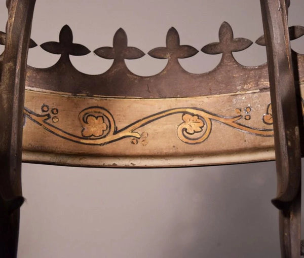 Antique Gothic French Bronze Crown Chandelier Pendent Hanging Lamp