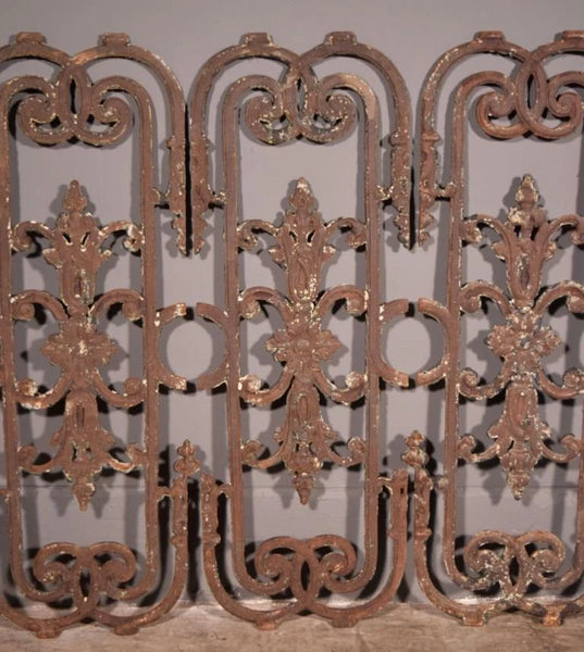 Set of 6 Matching 33" Tall French Cast Iron Panels/Fence/Window Grilles