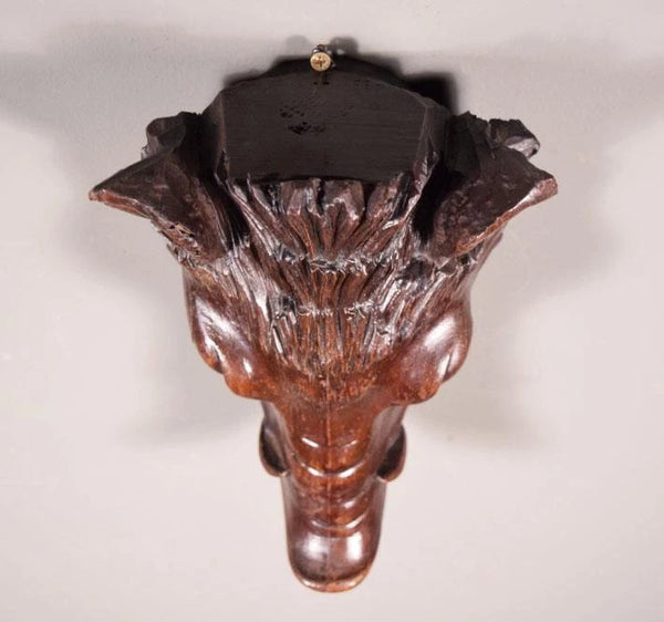 Large 10" Antique Decorative Carved French Hunting Boar's Head in Solid Walnut