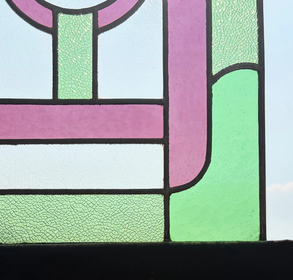 18" Tall Antique French Stained Glass Panel with Leaded Glass, Window, Hanging