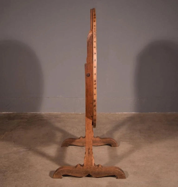 Antique French Solid Oak and Ash Rustic Wood Wine Tasting Table Tilt Top