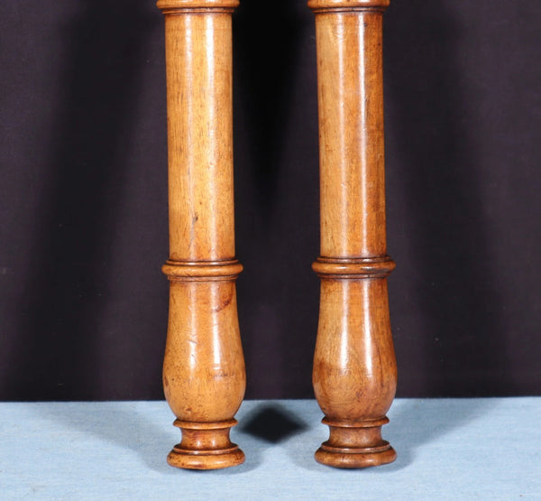 12" Tall Pair of French Antique Solid Walnut Wood Posts/Pillars/Trim Salvage