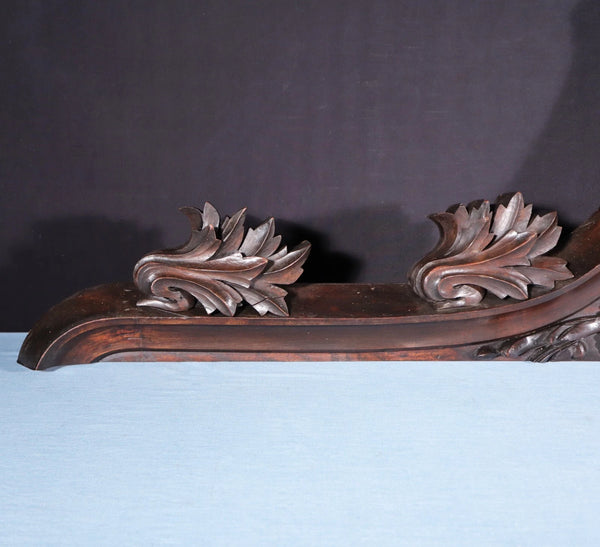 66" Antique French Gothic Revival Crest/Pediment in Solid Walnut and Oak Wood