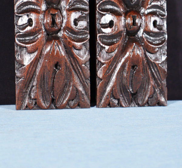 Pair of 6" French Antique Highly Carved Corbels/Trim/Brackets Solid Oak Wood
