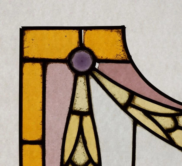 Pair of Vintage French Art Deco Stained Glass Panels with Copper Frames