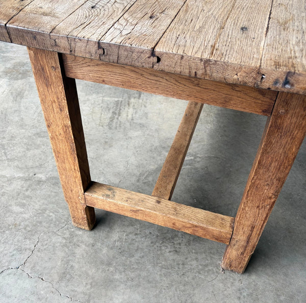 Antique French Rustic Farm Table/Desk in Solid Chestnut Wood