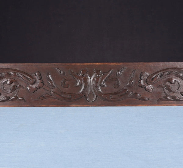 59" Wide Large Antique French Solid Oak Wood Panel/Crest Pediment w/Carvings