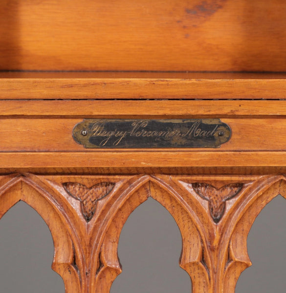 Antique French Gothic Revival Solid Oak Upholstered Prayer Chair (Prie Dieu)