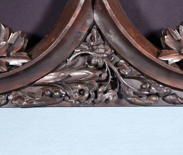 36" Antique French Gothic Revival Crest/Pediment in Solid Walnut and Oak Wood