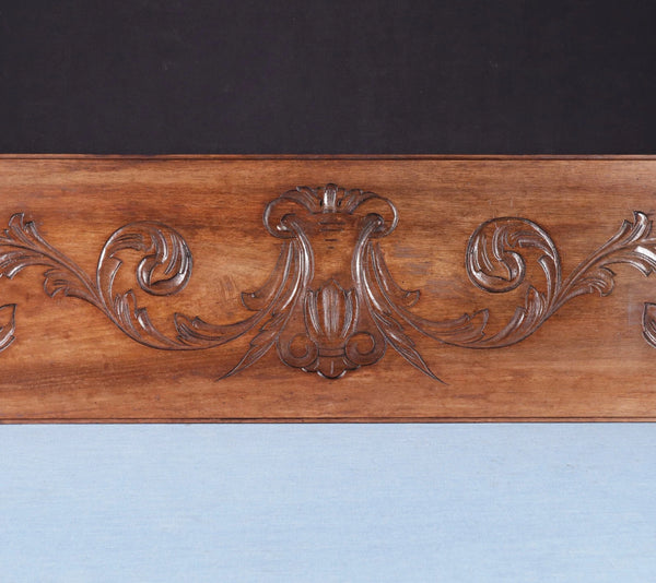 45" Wide Antique French Solid Walnut Wood Panel/Crest Pediment w/Carvings