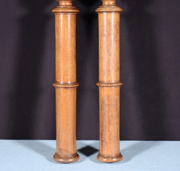 23" Tall Pair of French Antique Solid Walnut Wood Posts/Pillars/Trim Salvage