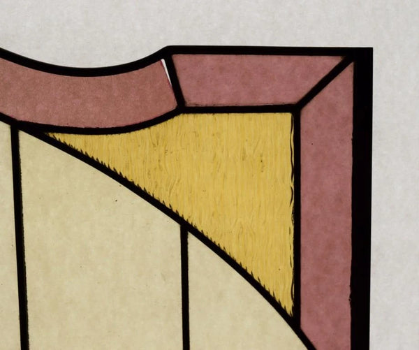 30" Wide Vintage French Art Deco Stained/Leaded Glass Panel with Flowers