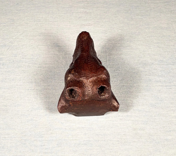 5" Tall French Antique Highly Carved Deer Head in Solid Oak Wood Trim Piece