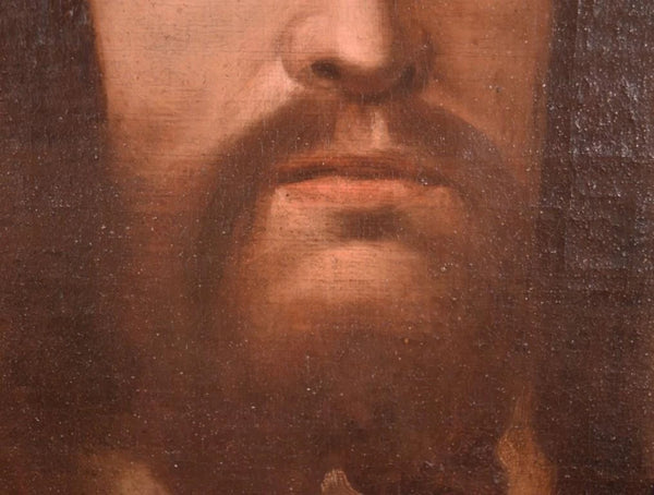 Antique Framed Oil on Canvas Painting of The Shroud Of Turin/Holy Shroud/Jesus