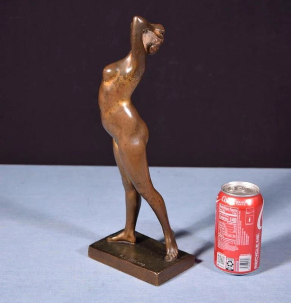 Antique French Nude Bronze Sculpture of a Woman by R.C. Ireland (1882-1921)