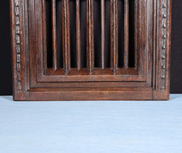 French Antique Gothic Revival Panel in Solid Oak Wood Salvage Early 1900's
