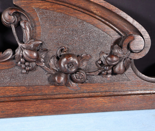 43" Wide Antique French Solid Oak Wood Highly Carved Detailed Crest