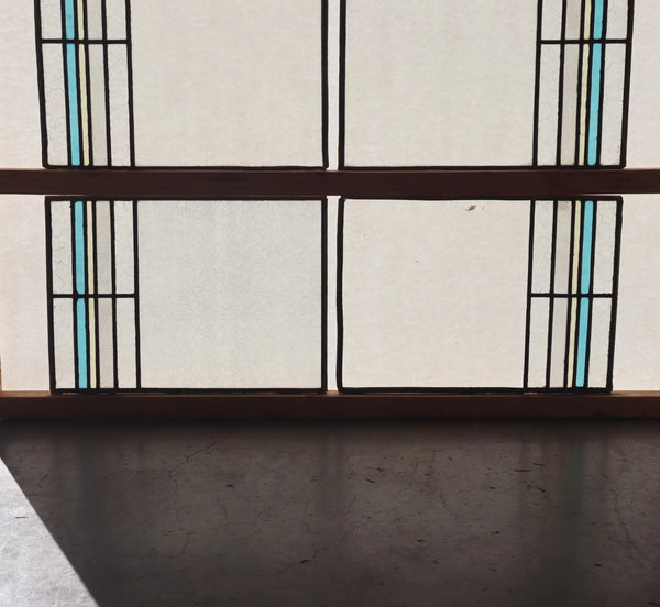 Set of 6 Vintage Art Deco French Stained Glass Panels with Textured Glass