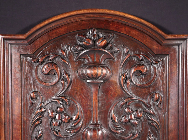 25" Tall Antique French Solid Walnut Wood Highly Carved Panel Salvage