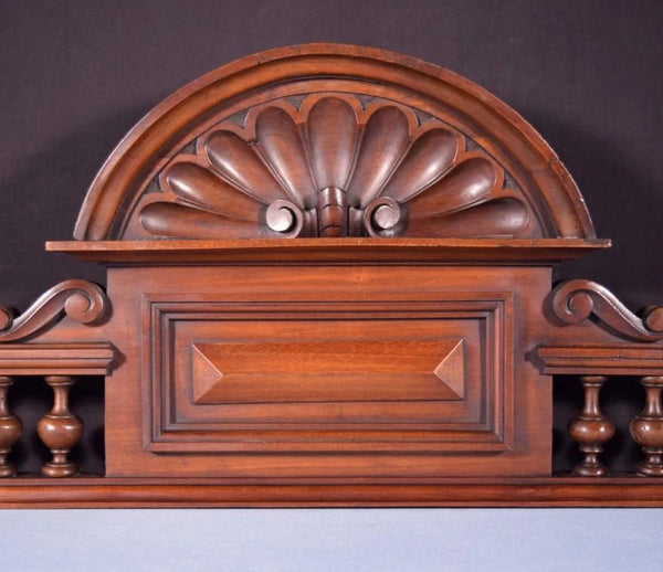 29" French Antique Crest/Pediment/Crown in Carved Walnut and Rosewood