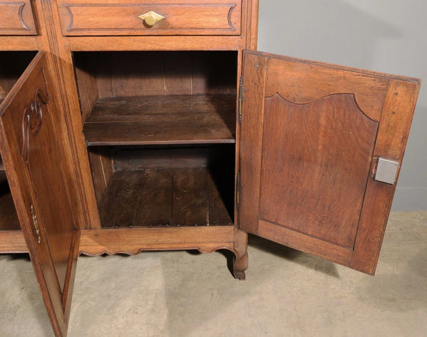 Large Antique French Provincial Three Door Sideboard/Buffet in Solid Oak Wood