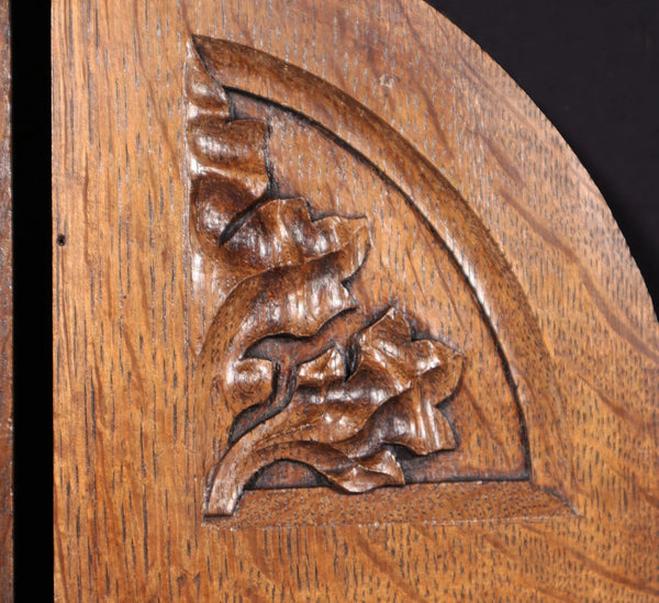 Pair of Gothic Carved French Architectural Panels/Trim in Solid Oak Wood Salvage